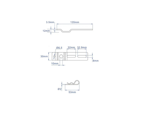 Schéma technique d''une fixation avec des mesures.