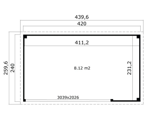 Dessin technique avec dimensions d'un bâtiment