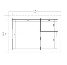 Plan d'un abri de jardin avec dimensions.