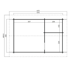 Plan d'un abri de jardin avec indications de mesure