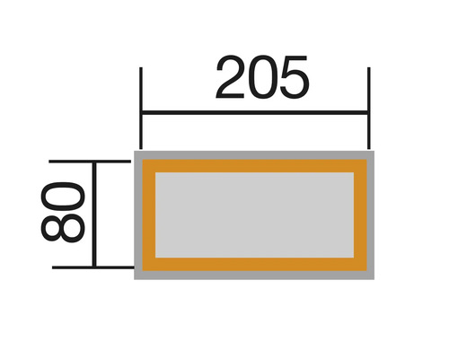 Dessin technique avec cotes : 205 et 80