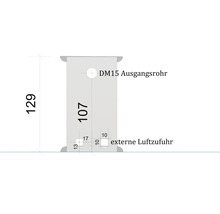 Technische Zeichnung eines Ausgangsrohrs mit Maßangaben