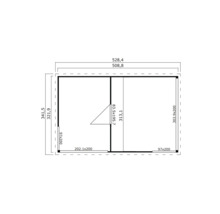 Plan d'un abri de jardin avec dimensions.