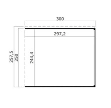 Technische Zeichnung mit den Maßen 300 x 257,5 cm