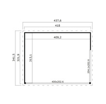 Plan d'un abri de jardin avec indication des dimensions