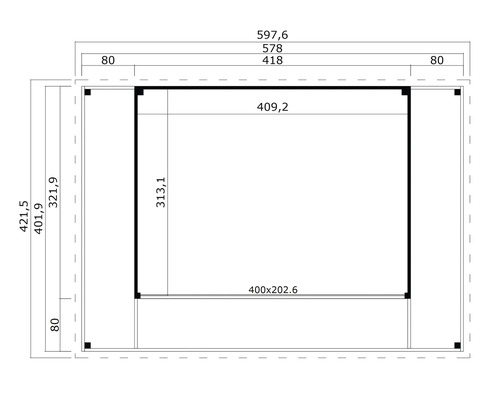 Dimensions d'une vue de cabanon de jardin