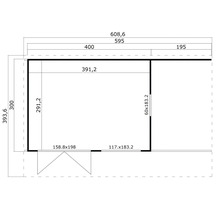 Dessin avec cotes pour une cabane de jardin