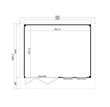 Vue de dessus d'un abri de jardin avec dimensions