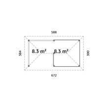 Grundriss mit Massangaben, Gesamtfläche 8,3 Quadratmeter