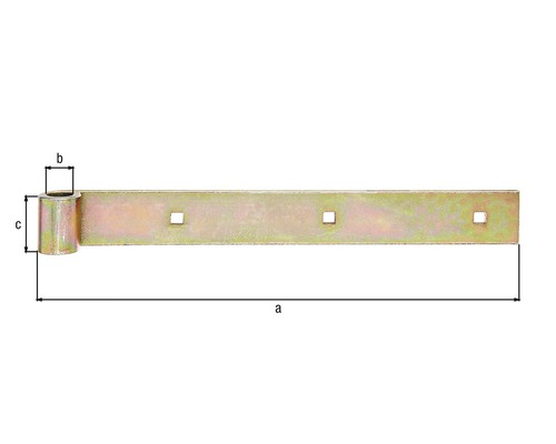 Gelb verzinktes Band mit Abmessungen zur Befestigung