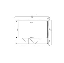 Plan d'un abri de jardin avec indications de mesure