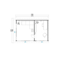 Plan d'une cabane de jardin avec salon et bureau