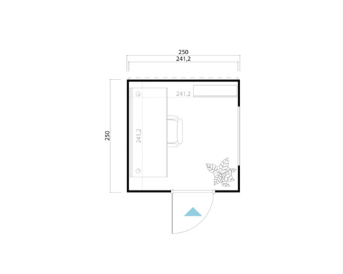 Plan d'un bureau avec bureau, chaise de bureau et plante