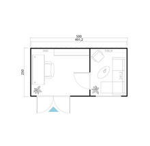 Plan d'un bureau avec meubles et dimensions