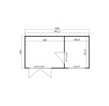 Plan d'un abri de jardin avec dimensions.