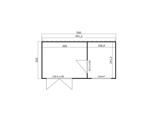 Plan d'un abri de jardin avec dimensions.