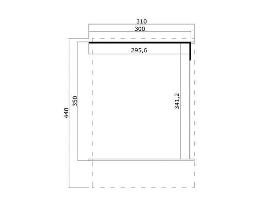 Technische Zeichnung mit Maßangaben für ein Bauprojekt