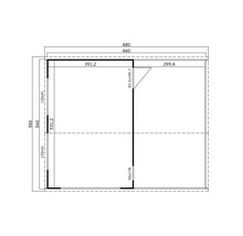 Grundriss eines Gartenhauses mit Massangaben