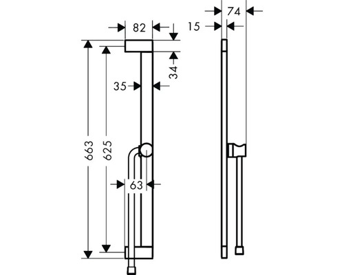Technische Zeichnung eines Handtuchhalters mit Maßangaben