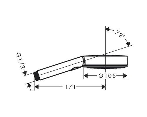 Dessin technique d''une douchette à main avec dimensions