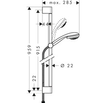 Schéma technique d''un ensemble de douche avec dimensions