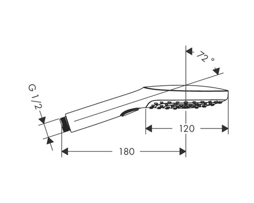 Dessin technique d''une pomme de douche avec indications de dimensions