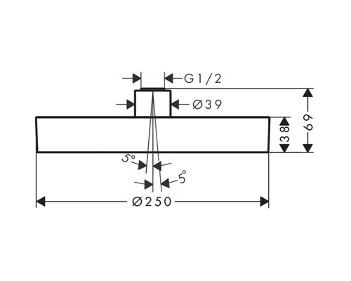 Technische Zeichnung mit Maßangaben für ein Produkt