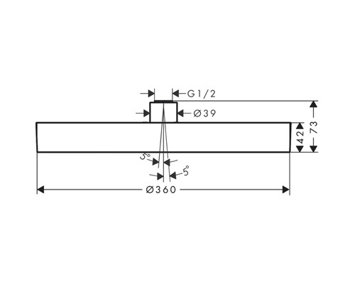 Technische Zeichnung eines Wasserhahns mit Maßangaben