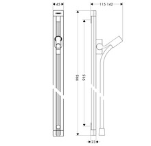 Brausestange hansgrohe Unica Raindance Unica S chrom glänzend Brausestangenlänge 995 mm mit Isiflex Brauseschlauch 1600 mm 27636000
