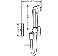 Technische Zeichnung einer Bidet-Brause mit Maßangaben.