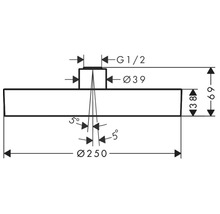 Schéma technique avec cotes d''un produit, diamètre 250 mm