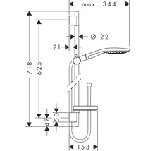 Brausegarnitur hansgrohe Raindance Select S 150 3jet chrom glänzend Brausestangenlänge 718 mm 27802000