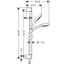 Brausegarnitur hansgrohe Croma Select E 110 1jet chrom weiß glänzend Brausestangenlänge 669 mm 26584400