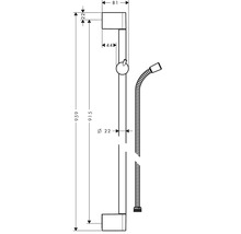 Brausestange hansgrohe Unica Crometta chrom glänzend Brausestangenlänge 959 mm mit Isiflex Brauseschlauch 1600 mm 27614000
