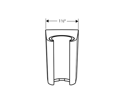 Zeichnung einer Halterung mit der Größenangabe 1 1/2 Zoll