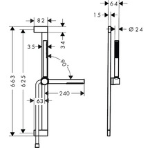 Brausegarnitur hansgrohe Pulsify S 100 1jet EcoSmart+ weiß matt Brausestangenlänge 663 mm 24373700