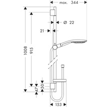 Brausegarnitur hansgrohe Raindance Select S 150 3jet chrom glänzend Brausestangenlänge 1008 mm 27803000