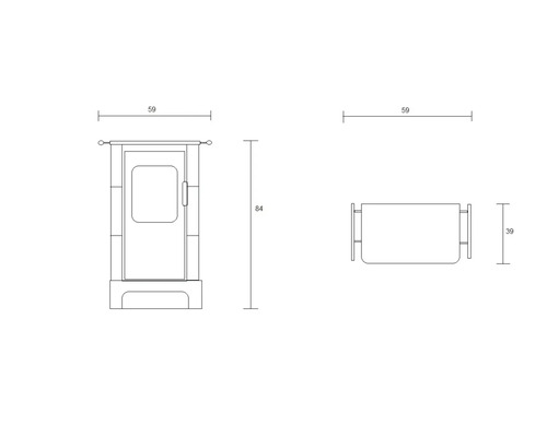 Dessin technique d''une armoire de salle de bains avec indications de dimensions
