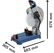 Logo Bosch. Scie à métaux avec des dimensions de 305 mm, 603 mm et 676 mm.