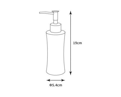Image d''un distributeur de savon avec des dimensions de 19 cm de hauteur et 5,4 cm de diamètre