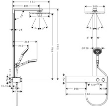 Duschsäule inkl. Thermostat hansgrohe Raindance E 300 1jet EcoSmart chrom glänzend 27363000