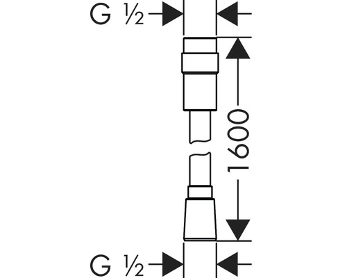 Technische Zeichnung einer Sanitärinstallation mit Maßangaben