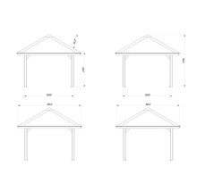 Dessin technique d''un pavillon avec dimensions