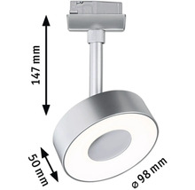 LED-Strahler für Stromschienenmontage, Maße 147 mm Höhe, 50 mm Tiefe, 98 mm Durchmesser