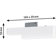 Image des dimensions d''une lampe : 166 x 20 millimètres de large, 50 millimètres de haut