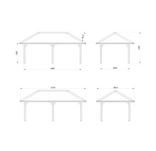 Dessin technique d''un pavillon avec dimensions