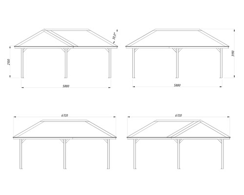 Schéma technique d''un pavillon avec dimensions