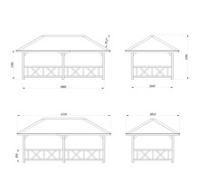 Dessin technique de différentes tonnelles avec dimensions