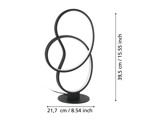 Lampe de table décorative mesurant 39,5 cm de haut et 21,7 cm de large