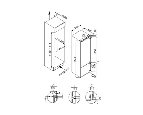 Schéma technique d''une armoire haute avec dimensions